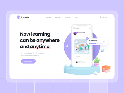 Spacedu. - Educational Web App [Landing Page] 🚀 design mobile ui ui uidesign uiuxdesign ux web web app webdesign website