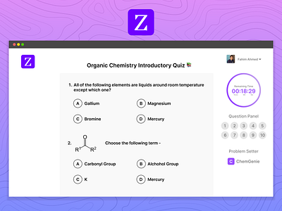 ZapQuizy - Free Online Test Maker UI Design application class exam online exam quiz quizmaker test ui webapp website zapquizy