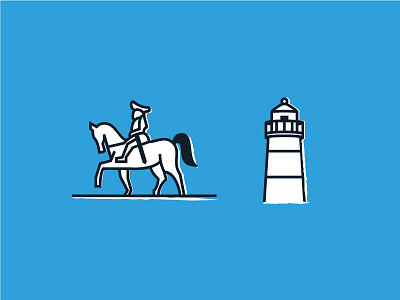 Boston & Cape Cod horse icons illustration lighthouse logo statue