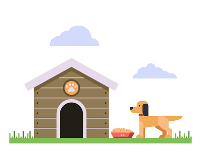 Doghouse dog flat guard house illustration kennel vector