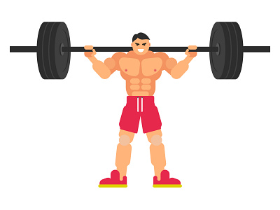 Body building barbell bodybuilder bodybuilding character exercise fitness flat illustration muscles vector weightlifter