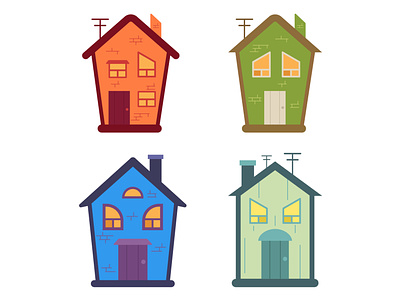 Fairy houses building cartoon emotions fantasy flat house illustration vector