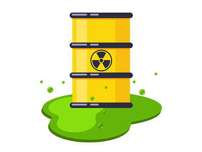 Barrel with radioactive waste contamination environment flat illustration pollution radioactive vector waste