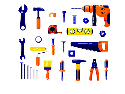 Tools cartoon concept coolection design flat flat illustration icon illustration set tool tools vector