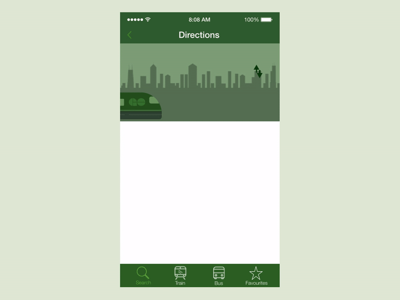 GO Transit Search Screen bus commute go transit ios redesign toronto train ui ux