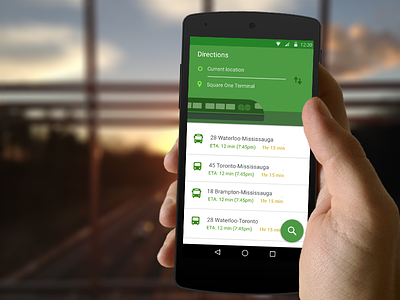 GO Transit Search Screen for Android android bus destination go lollipop material search toronto train transit ui ux