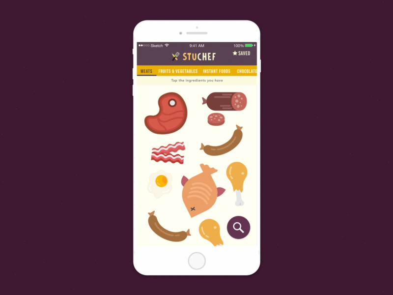 STUChef Home Screen app cooking food ios student