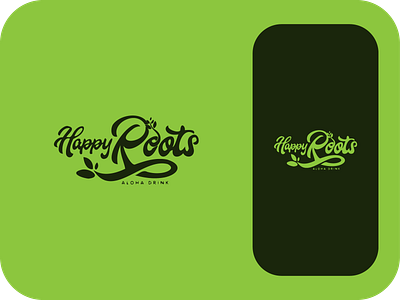 HappyRoots - Aloha Drink aloha branding drink green hand drawn happy leaves logo minimal modern nature roots