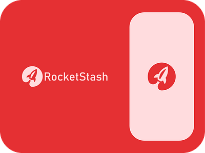 RocketStash branding logo minimal modern moon rocket sky space