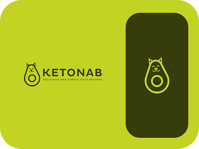 Ketonab avocado branding cat delicous healthy keto ketogenic logo minimal modern pure smile vegan