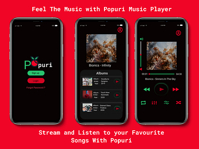 Popuri Music Player app design ui ux