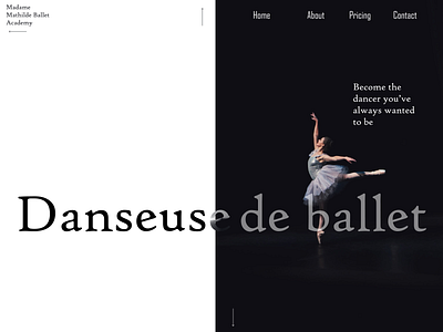 Ballet Academy Landing Page branding design minimal mockup product design ui ux web website