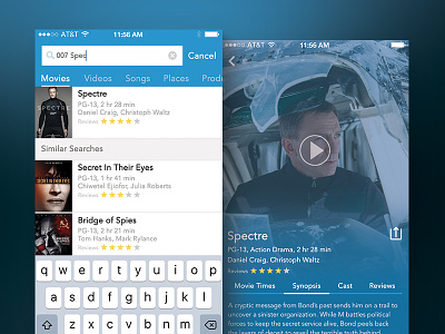 Search Feature Page app interface mobile movie page result search ui ux