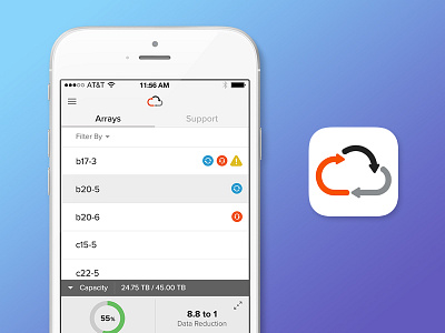 Pure Storage Mobile App android app apple icon interface ios mobile ui