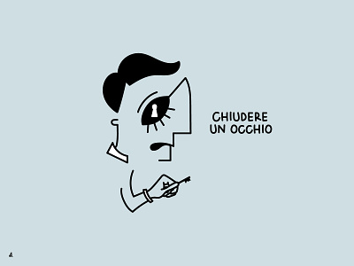 Chiudere un occhio | Modi di dire Serie character drawing funny illustration vector