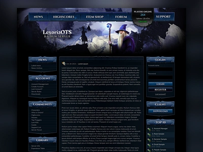 Glacial theme layout for gaming / web template blue dark fantasy frozen game gaming glacial layout logo magic mmo rpg template ui uidesign web webdesign webdesignerproject webdevelopment website