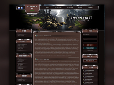 Silver brown cake theme layout for gaming / web template bronze brown design fantasy game gaming grey layout logo mmo rpg silver template ui uidesign web webdesign webdesignerproject webdevelopment website
