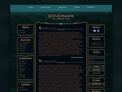 Curve Frame theme layout for gaming / web template