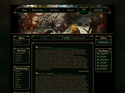 Green tree theme layout for gaming / web template
