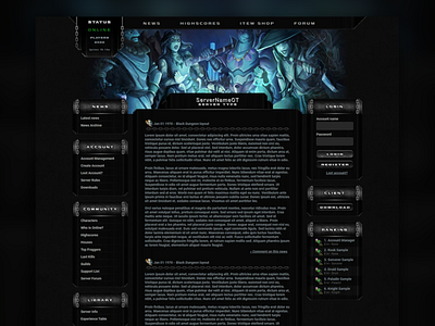 Black Dungeon theme layout for gaming / web template