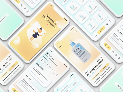 Skincare App Mockup clean ui glassmorphic glassmorphism health iphone skincare skincare branding ui visual design