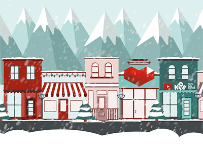 Happy Holidays from Hook! animation christmas gif google holiday holidays illustration snow town