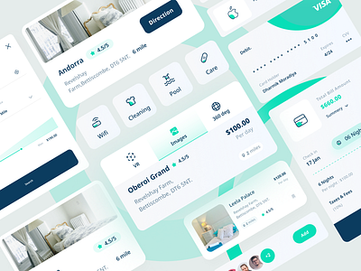 Design System- Component Based UI Hotel Booking application branding clean hotel booking app hotel hotel app hotel booking hotel booking ui component mobile room booking travel travel app ui uiux ux