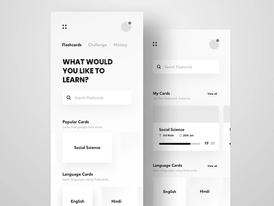 XD Challenge [Flashcard] app app design application mobile search typography ui ux wireframe xd xd design xddailychallenge