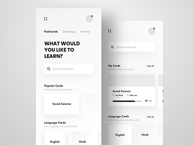 XD Challenge [Flashcard] app app design application mobile search typography ui ux wireframe xd xd design xddailychallenge