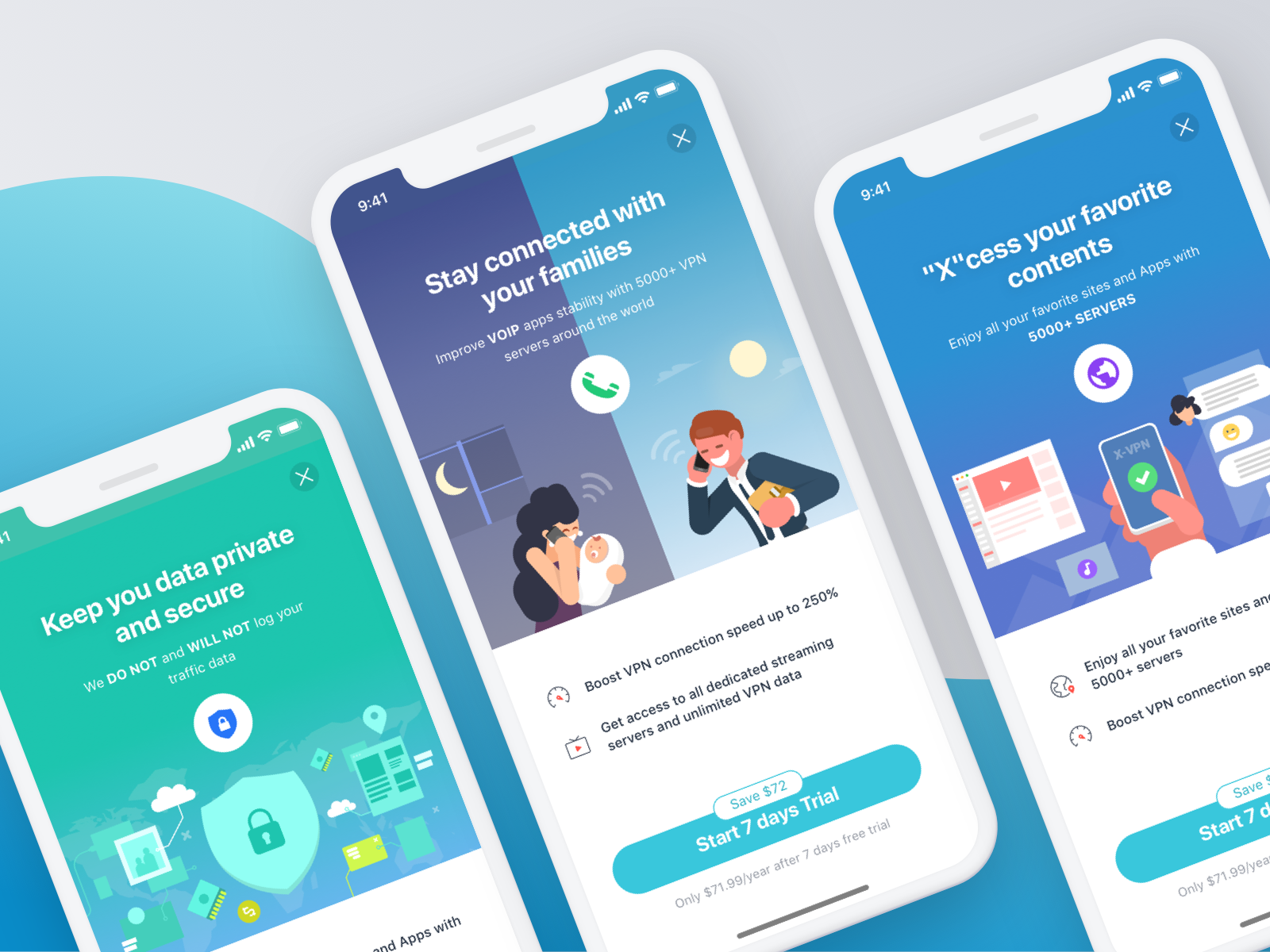 X-VPN Guide Page guide illustration ui x-vpn