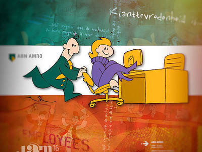 ABN AMRO campaign canvas character design illustration