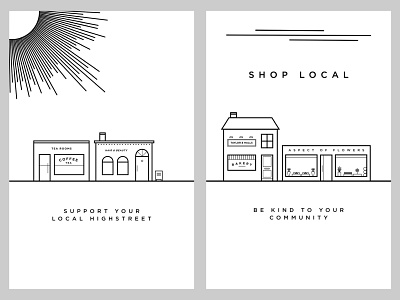 Shop local black and white drawing graphic design illustration illustrator print print design retail signage vector window