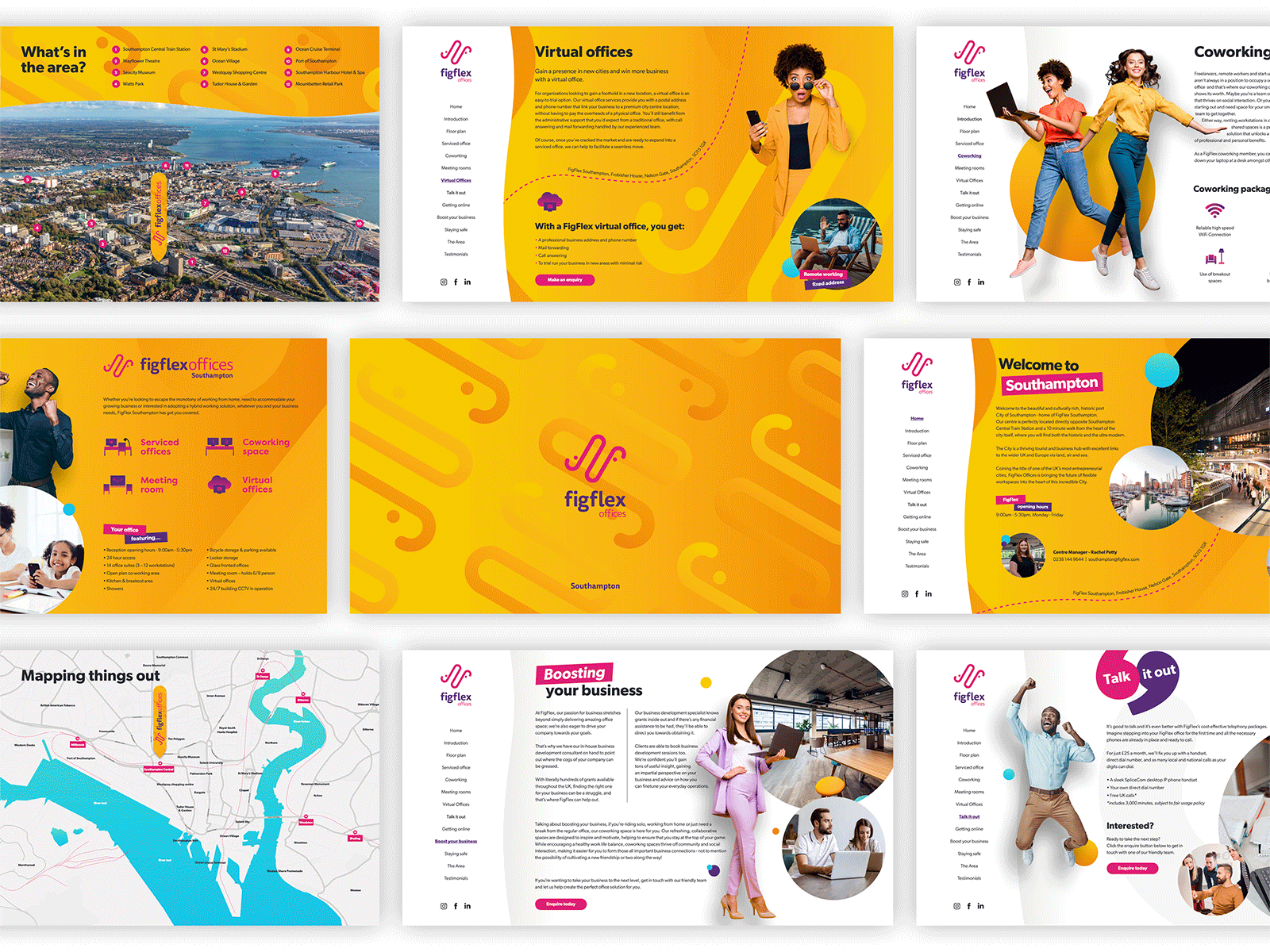 Office Space Brochure brand design brand identity branding brochure brochure design colorful digital digital brochure digital design fun graphic design interactive interactive brochure orange vibrant