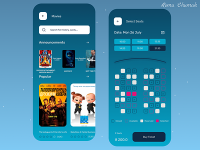 Movie tickets app design design graphic design ios app design ui web design webdesign website website design