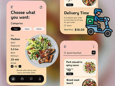Mobile application for ordering food 🥓🥩🍔🍟🍕 app design design ui web design webdesign website website design
