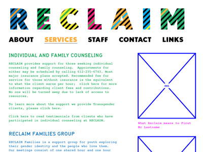 Reclaim Website colorful lgbt probono reclaim web design website