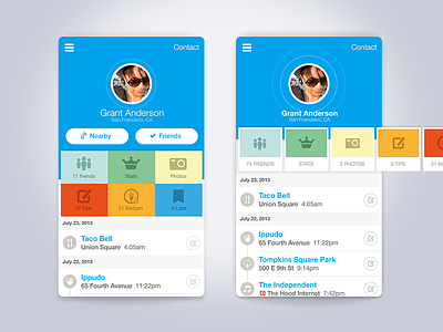 Oldschool Profile app blue foursquare ios iphone profile ui ux