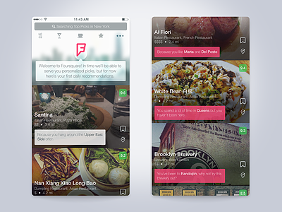Top Picks app browse discovery feed foursquare ios iphone photos pink