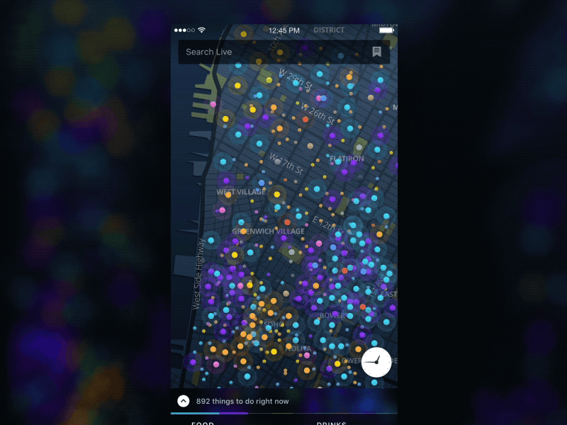 Live: Legend usage color colors dark dots drawer filter ios map mobile ui ux