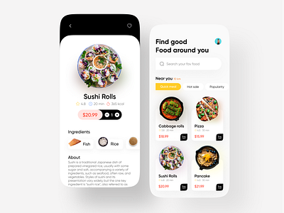 Food delivery app animation app app design application branding design flat food and drink icon illustration logo typography