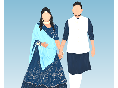 Indian Wedding Couple Illustration color design fashion illustration