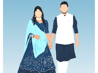 Indian Wedding Couple Illustration