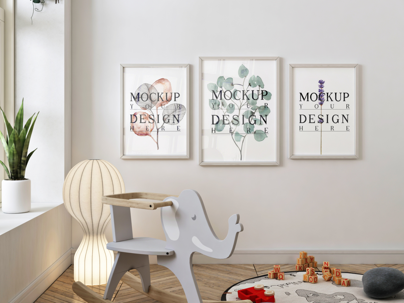 Download classic baby bedroom with mockup poster frame by izhar ...