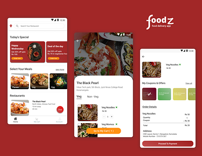 A food delivery application app design food food app food ui foodie home screen mobile ui ui