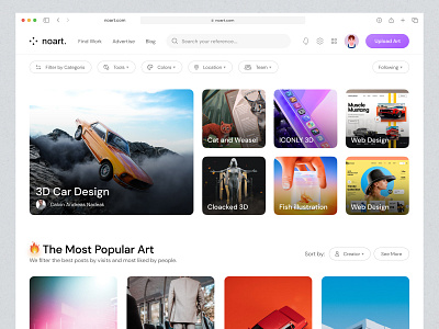 Noart - Web Sharing Design Inspiration behance creative design dribbble gallery header homepage illustration inspiration landing landing page minimal reference ui design uiux web web design webdesign website white space