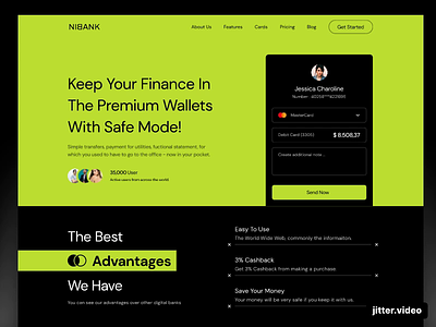 NiBank - Financial Landing Page animation bank banking banking website finance financial financial website fintech home page landing page landing page app money management money transfer motion graphics payment ui ux wallet web design website