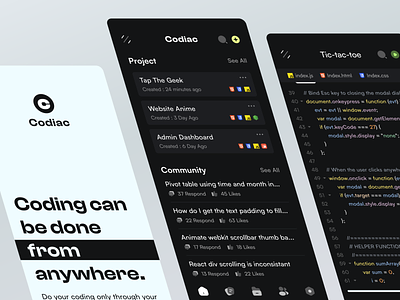 Codiac - Code Editor Mobile Apps app clean design code coding courses design idea java learn mobile program programmer programming quiz sass service software ui ux webapp