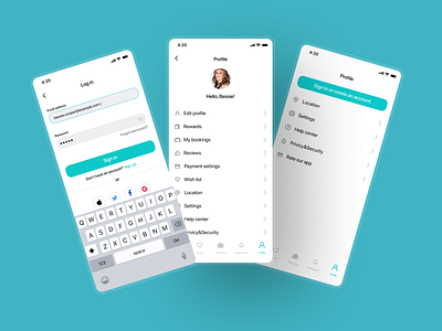 Hotel Booking app|Profile app design ios mobile mobile app design ui ux