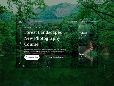 Photography course Web UI design minimal uidesign web