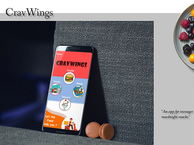 CravWings - a midnight snacks finding app for teenager app art delivery app design food food app food delivery app graphic design illustration ui